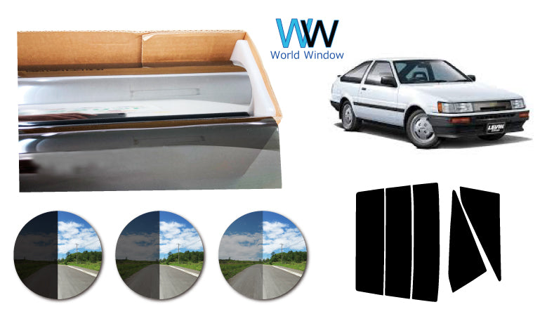 プラススモーク(原着ハードコートタイプ) トヨタ カローラレビン ハッチバック (AE85・86)カット済みカーフィルム リアセット スモークフィルム 車検対応