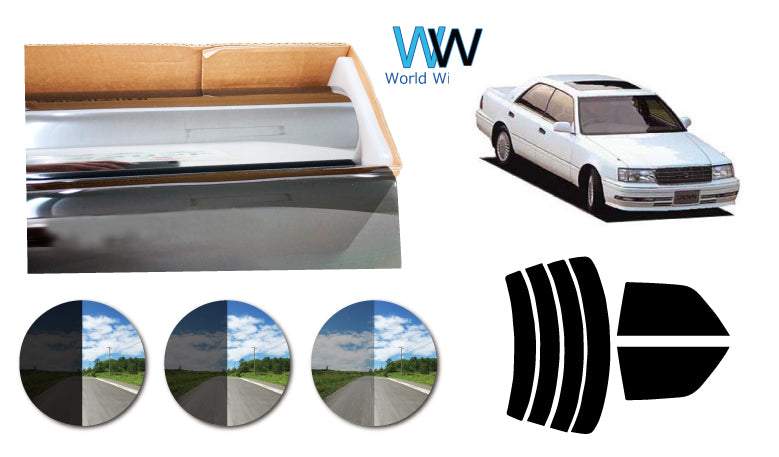 プラススモーク(原着ハードコートタイプ) トヨタ クラウン 4ドアハードトップ前期 (GS151H/JZS151・153・155/LS151H)カット済みカーフィルム リアセット スモークフィルム 車検対応