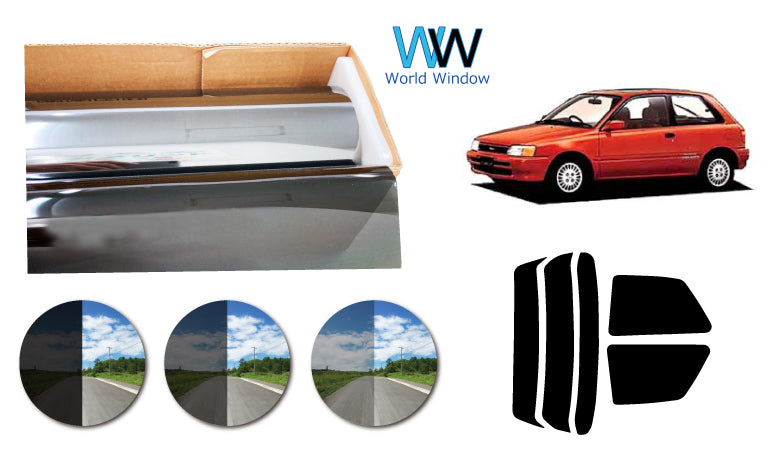 プラススモーク(原着ハードコートタイプ)  トヨタ スターレット  3ドア  (NP80/EP82・85)カット済みカーフィルム リアセット スモークフィルム 車検対応