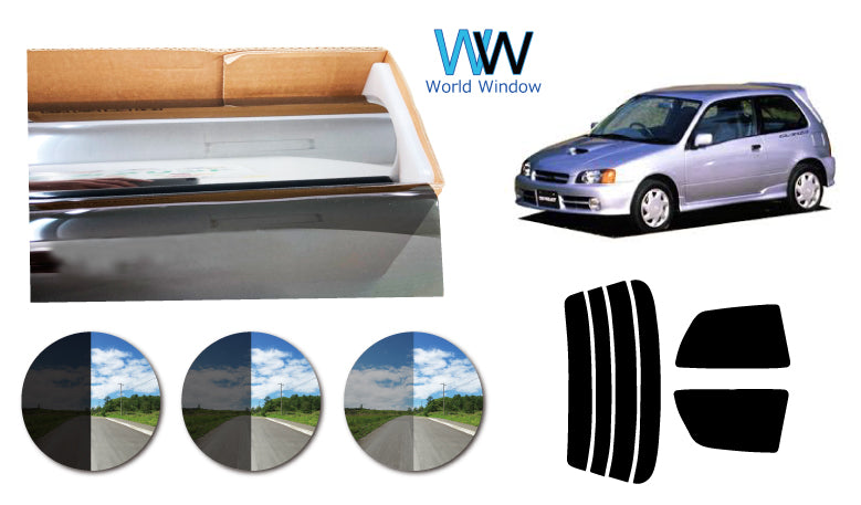 プラススモーク(原着ハードコートタイプ)  トヨタ スターレット  3ドア  (NP90/EP91・95)カット済みカーフィルム リアセット スモークフィルム 車検対応