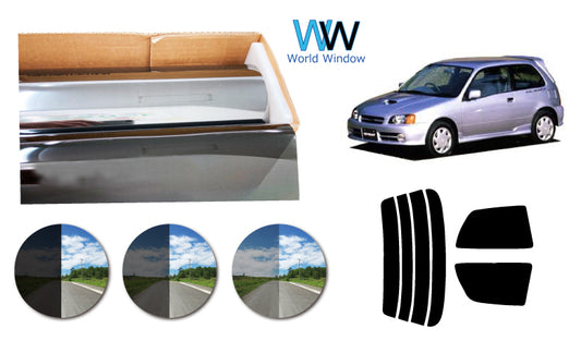 プラススモーク(原着ハードコートタイプ)  トヨタ スターレット  3ドア  (NP90/EP91・95)カット済みカーフィルム リアセット スモークフィルム 車検対応