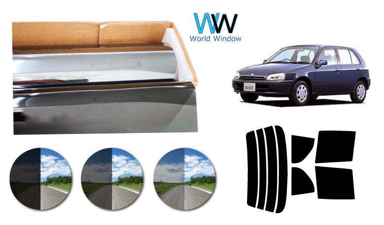 プラススモーク(原着ハードコートタイプ)  トヨタ スターレット  5ドア (NP90/EP91・95)カット済みカーフィルム リアセット スモークフィルム 車検対応