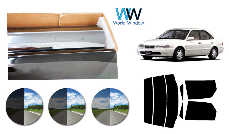 プラススモーク(原着ハードコートタイプ)  トヨタ スプリンター  4ドアセダン  (EE111/CE110・113・114・116/AE110・111・114)カット済みカーフィルム リアセット スモークフィルム 車検対応