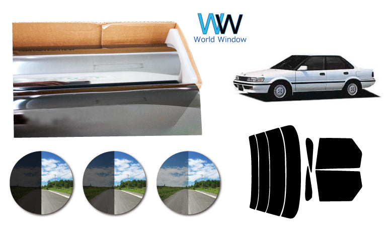 プラススモーク(原着ハードコートタイプ)  トヨタ スプリンター  4ドアセダン  (EE90/AE91・92・95/CE90・95)カット済みカーフィルム リアセット スモークフィルム 車検対応