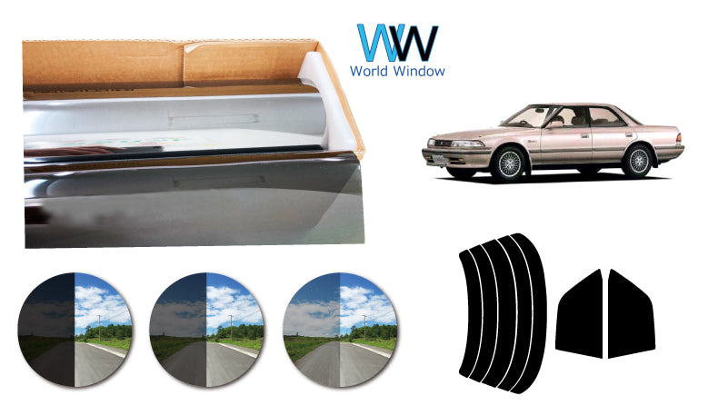 プラススモーク(原着ハードコートタイプ)  トヨタ  マーク2  4ドアハードトップ  (SX/MX/LX/JZX/GX80・81・83) カット済みカーフィルム リアセット スモークフィルム 車検対応