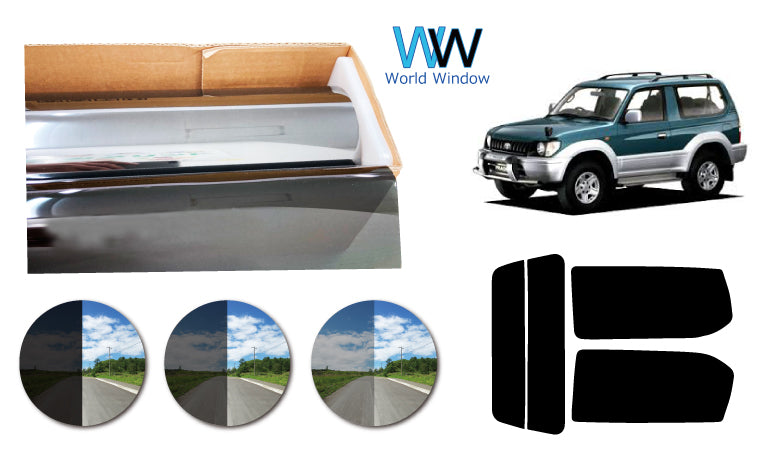 プラススモーク(原着ハードコートタイプ)  トヨタ  ランドクルーザープラド  3ドア (VZJ90W/KZJ90W/RZJ90W/KDJ90W)カット済みカーフィルム リアセット スモークフィルム 車検対応