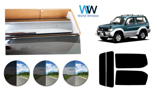 プラススモーク(原着ハードコートタイプ)  トヨタ  ランドクルーザープラド  3ドア (VZJ90W/KZJ90W/RZJ90W/KDJ90W)カット済みカーフィルム リアセット スモークフィルム 車検対応