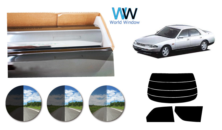 プラススモーク(原着ハードコートタイプ)  ニッサン   スカイライン 4ドアセダン (ER/ECR/ENR/HR33)カット済みカーフィルム リアセット スモークフィルム 車検対応