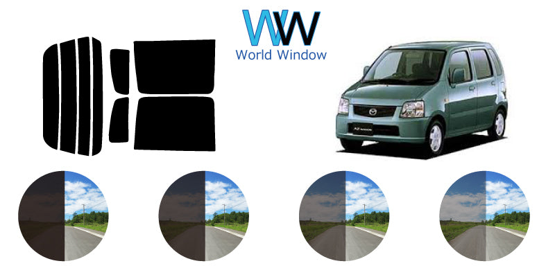 【ノーマルスモーク (ハードコートフィルム) 】マツダ  AZワゴン 5ドア (MD11・12・21・22) カット済みカーフィルム リアセット スモークフィルム