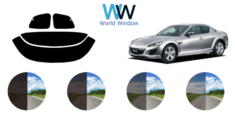 【ノーマルスモーク (ハードコートフィルム) 】マツダ  RX-8 (SE3P) カット済みカーフィルム リアセット スモークフィルム