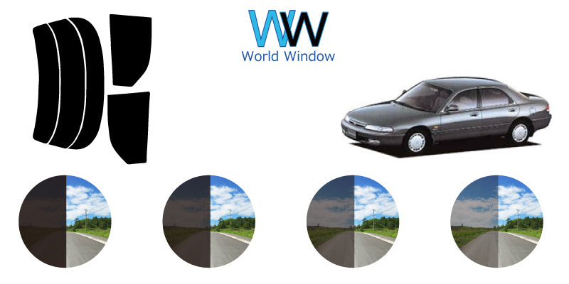 【ノーマルスモーク (ハードコートフィルム) 】 マツダ  クロノス(GESR/GEEP/GE8P/GEFP/GE5P)カット済みカーフィルム リアセット スモークフィルム