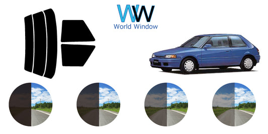 【ノーマルスモーク (ハードコートフィルム) 】 マツダ  ファミリア  3ドア(BG8Z/BG8S/BG3S/BG6Z/BG6S/BG5S)カット済みカーフィルム リアセット スモークフィルム