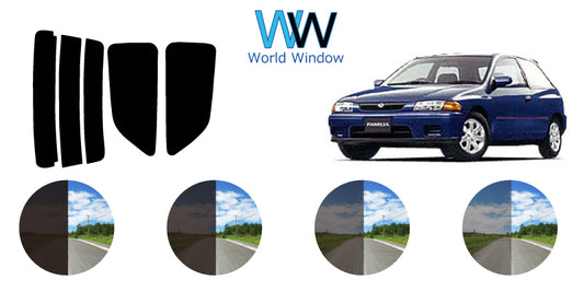 【ノーマルスモーク (ハードコートフィルム) 】 マツダ  ファミリア  3ドア(BHALS/BHA8S/BHA3S)カット済みカーフィルム リアセット スモークフィルム