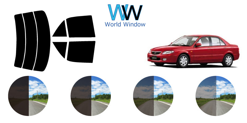 【ノーマルスモーク (ハードコートフィルム) 】 マツダ  ファミリア  4ドアセダン(BJEP/BJ5P/BJ3P/BJFP)カット済みカーフィルム リアセット スモークフィルム