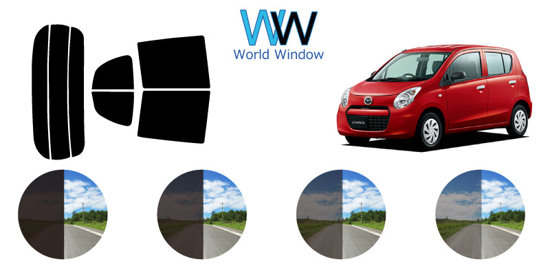 【ノーマルスモーク (ハードコートフィルム) 】マツダ   キャロル 5ドアハッチバック (HB25S / HB35S) カット済みカーフィルム リアセット スモークフィルム