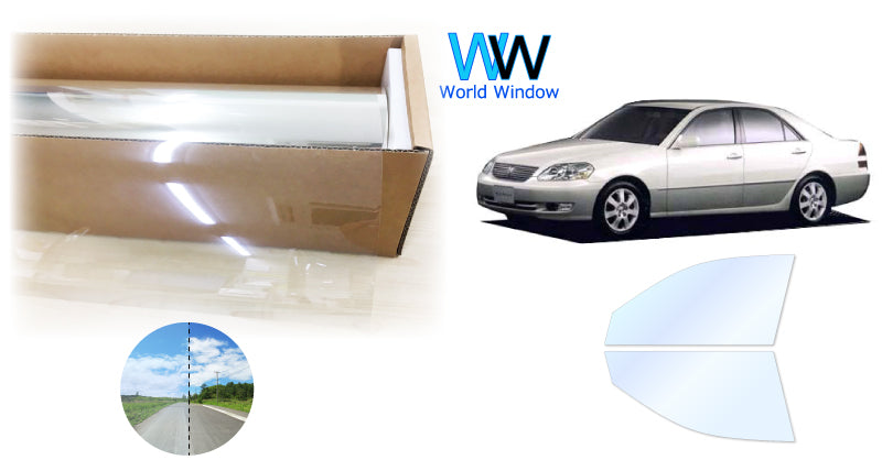 オーロラフィルム (アイスブルー91) 遮熱フィルム 透過率90.5% トヨタ マーク2 4ドアセダン (110系 JZX110/JZX115/GX110/GX115) カット済みカーフィルム フロントドアセット オーロラタイプ ゴーストタイプ ホログラフィック