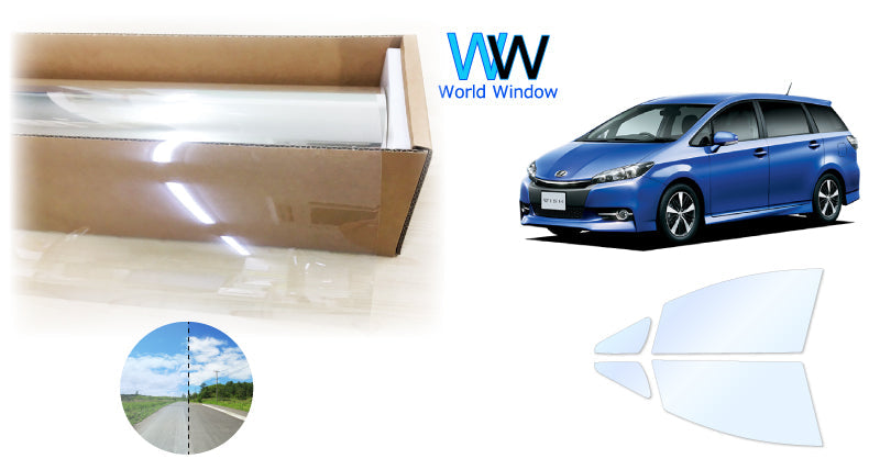 オーロラフィルム (アイスブルー91) 遮熱フィルム 透過率90.5% トヨタ ウィッシュ(E20系) (ZGE20G/ZGE20W/ZGE21G/ZGE22W/ZGE25G/ZGE25W) カット済みカーフィルム フロントドアセット オーロラタイプ ゴーストタイプ ホログラフィック