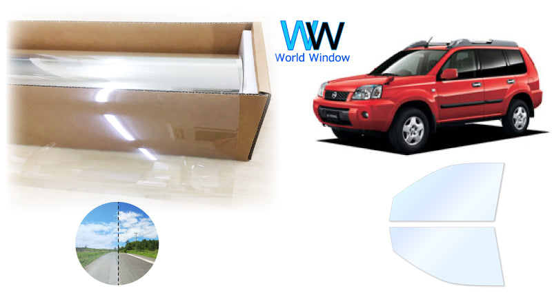 オーロラフィルム (アイスブルー91) 遮熱フィルム 透過率90.5% ニッサン エクストレイル (T30/PNT30/NT30) カット済みカーフィルム フロントドアセット オーロラタイプ ゴーストタイプ ホログラフィック