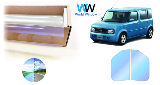 遮熱機能付 オーロラフィルム(ゴーストタイプ) 透過率81%  ニッサン  キューブキュービック  (BGZ11/YGZ11/YGNZ11) カット済みカーフィルム フロントドアセット オーロラタイプ ゴーストタイプ(発色仕様) 断熱フィルム