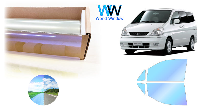 遮熱機能付 オーロラフィルム(ゴーストタイプ) 透過率81%  ニッサン  セレナ (VNC24/VC24/PNC24/PC24/TNC24/TC24/RC24)カット済みカーフィルム フロントドアセット オーロラタイプ ゴーストタイプ(発色仕様) 断熱フィルム