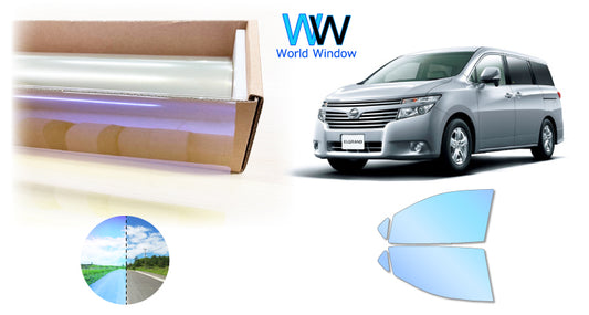 遮熱機能付 オーロラフィルム(ゴーストタイプ) 透過率81%  ニッサン  エルグランド  (PE52 / PNE52 / TE52 / TNE52)カット済みカーフィルム フロントドアセット オーロラタイプ ゴーストタイプ(発色仕様) 断熱フィルム