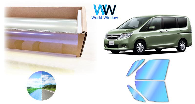 遮熱機能付 オーロラフィルム(ゴーストタイプ) 透過率81%  ニッサン  セレナワゴン  (C26/FNC26/HFC26/NC26/FC26/HC26)カット済みカーフィルム フロントドアセット オーロラタイプ ゴーストタイプ(発色仕様) 断熱フィルム