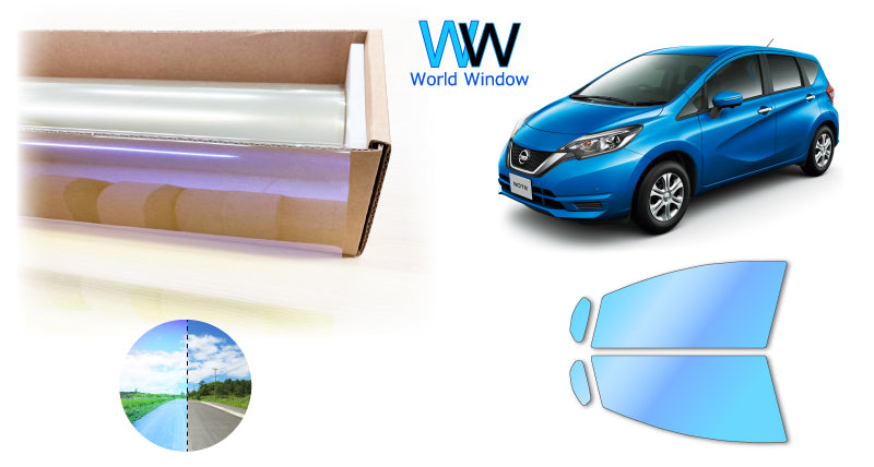 遮熱機能付 オーロラフィルム(ゴーストタイプ) 透過率81%  ニッサン  ノート (NOTE)  (E12/HE12/NE12)カット済みカーフィルム フロントドアセット オーロラタイプ ゴーストタイプ(発色仕様) 断熱フィルム