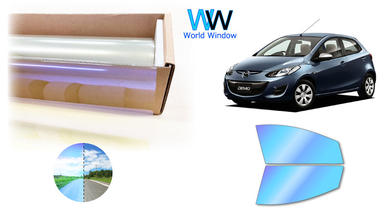 遮熱機能付 オーロラフィルム(ゴーストタイプ) 透過率81%  マツダ  デミオ (DE5FS/DE3FS/DE3AS/DEJFS) カット済みカーフィルム フロントドアセット オーロラタイプ ゴーストタイプ(発色仕様) 断熱フィルム