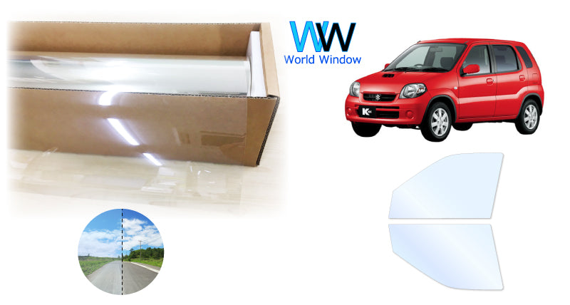 オーロラフィルム (アイスブルー91) 遮熱フィルム 透過率90.5%  スズキ kei 5ドア (HN11S/HN12S/HN21S/HN22S) カット済みカーフィルム フロントドアセット オーロラタイプ ゴーストタイプ ホログラフィック
