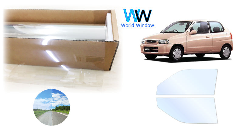 オーロラフィルム (アイスブルー91) 遮熱フィルム 透過率90.5%  スズキ アルト 3ドア (HA12S/HA12V/HA22S/HA23S/HA23V) カット済みカーフィルム フロントドアセット オーロラタイプ ゴーストタイプ ホログラフィック