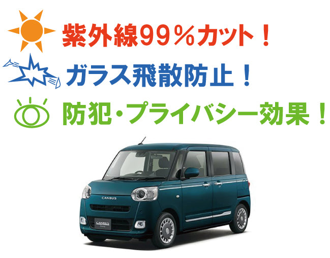 【ノーマルスモーク (ハードコートフィルム) 】 ダイハツ ムーヴキャンバス (LA850S/LA860S) カット済みカーフィルム リアセット スモークフィルム