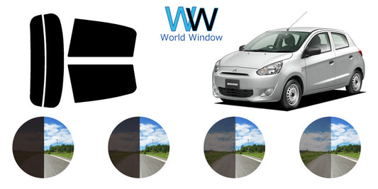 【ノーマルスモーク (ハードコートフィルム) 】 ミツビシ   ミラージュ A05A (A03Aにも施工可能)) カット済みカーフィルム リアセット スモークフィルム