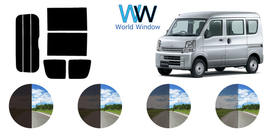 【ノーマルスモーク (ハードコートフィルム) 】 ミツビシ  ミニキャブバン (DS17V) カット済みカーフィルム リアセット スモークフィルム