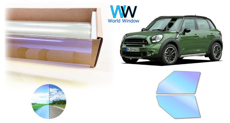 遮熱機能付 オーロラフィルム(ゴーストタイプ) 透過率81%  MINI (ミニ)   クロスオーバー R60 (R60 ZA16/ZB16/XD16/XD20F/XD20A/ZC16/ZC16A/ZB20/XDJCW) カット済みカーフィルム フロントドアセット オーロラタイプ ゴーストタイプ(発色仕様) 断熱フィルム
