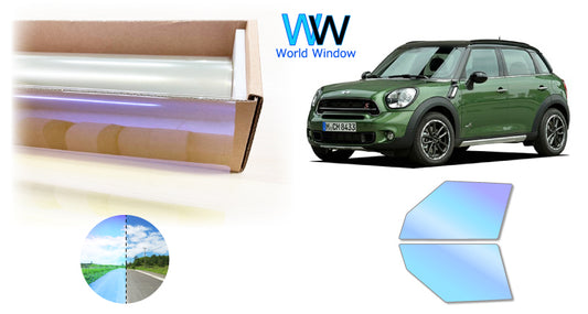 遮熱機能付 オーロラフィルム(ゴーストタイプ) 透過率81%  MINI (ミニ)   クロスオーバー R60 (R60 ZA16/ZB16/XD16/XD20F/XD20A/ZC16/ZC16A/ZB20/XDJCW) カット済みカーフィルム フロントドアセット オーロラタイプ ゴーストタイプ(発色仕様) 断熱フィルム