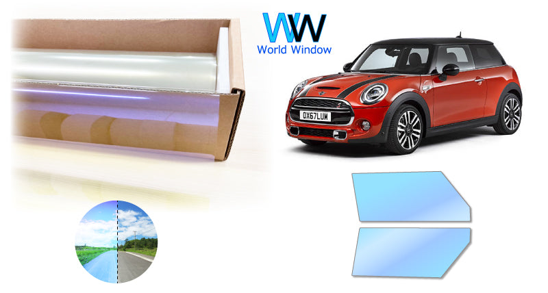 遮熱機能付 オーロラフィルム(ゴーストタイプ) 透過率81%  MINI (ミニ)  クーパー 3ドア F56 (F56 XM12/XN15/XM15/XR15M/XR15M/XN20/XM20/XR20M/XRJCWM) カット済みカーフィルム フロントドアセット オーロラタイプ ゴーストタイプ(発色仕様) 断熱フィルム