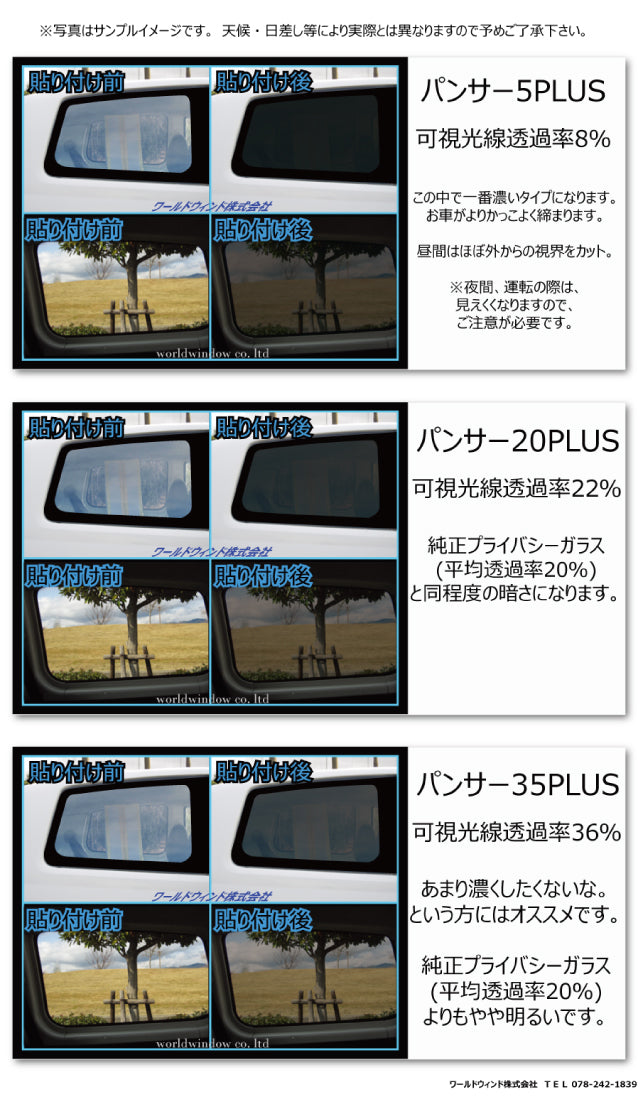 高品質 国産 原着ハードコートフィルム 3M (スリーエム) パンサー 05 / 20 / 35 PLUS トヨタ ノア(NOAH) (90系 ZWR90W/ZWR95W/MZRA90W/MZRA95W) カット済みカーフィルム リアセット スモークフィルム 車検対応