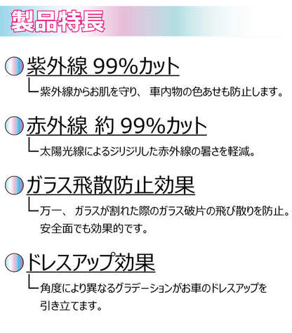 遮熱機能付 オーロラフィルム(ゴーストタイプ) 透過率81％   トヨタ  レクサス UX  (MZAA10/MZAH10/MZAH15/KMA10)  カット済みカーフィルム フロントドアセット オーロラタイプ ゴーストタイプ(発色仕様) 断熱フィルム