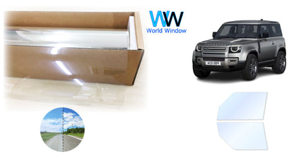 オーロラフィルム (アイスブルー91) 遮熱フィルム 透過率90.5%ランドローバー ディフェンダー110 (L663)カット済みカーフィルム フロントドアセット オーロラタイプ ゴーストタイプ ホログラフィック