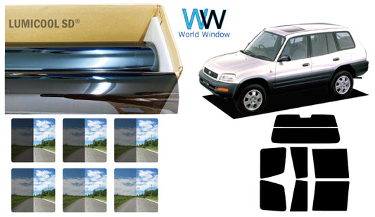 高品質 国産 原着ハードコートフィルム (IKCS ルミクール) トヨタ RAV4 5ドア (SXA11G/11W/16G/BEA11G) カット済みカーフィルム リアセット スモークフィルム 車検対応