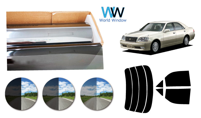 プラススモーク(原着ハードコートタイプ)  トヨタ   クラウン  ４ドアセダン  (JZS171・173・175・179/GS171/JKS175)カット済みカーフィルム リアセット スモークフィルム 車検対応