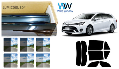 高品質 国産 原着ハードコートフィルム (IKCS ルミクール) トヨタ アベンシス ワゴン (ZRT272W) カット済みカーフィルム リアセット スモークフィルム 車検対応