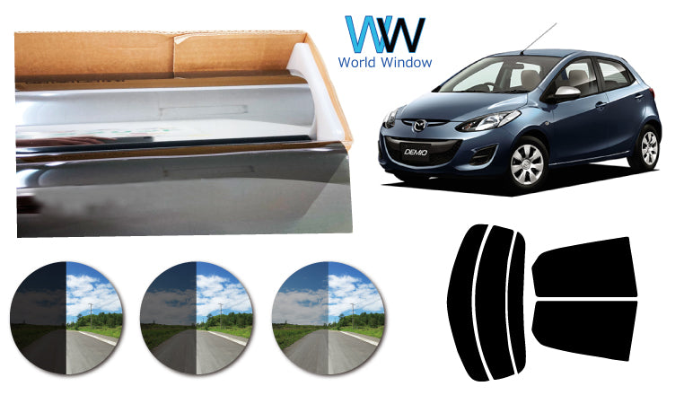 プラススモーク(原着ハードコートタイプ)   ダイハツ  デミオ  (DE5FS/DE3FS/DE3AS)カット済みカーフィルム リアセット スモークフィルム 車検対応