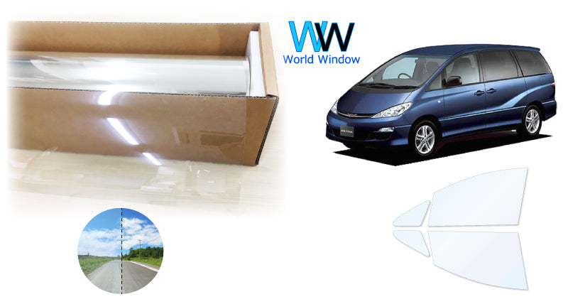 オーロラフィルム (ファインゴースト90) 遮熱フィルム 透過率90% トヨタ エスティマ (MCR30W/MCR40W/ACR30W/ACR40W/AHR10W(ハイブリッド))カット済みカーフィルム フロントドアセット オーロラタイプ ゴーストタイプ ホログラフィック