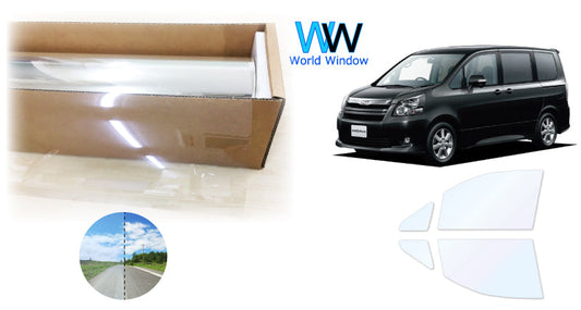 オーロラフィルム (ファインゴースト90) 遮熱フィルム 透過率90% トヨタ ノア (NOAH) (ZRR70G/ZRR70W/ZRR75G/ZRR75W) カット済みカーフィルム フロントドアセット オーロラタイプ ゴーストタイプ ホログラフィック