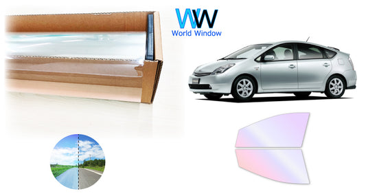 オーロラフィルム (グロウゴースト91) 遮熱フィルム 透過率90% トヨタ プリウス (NHW20)カット済みカーフィルム フロントドアセット オーロラタイプ ゴーストタイプ ホログラフィック カメレオンフィルム