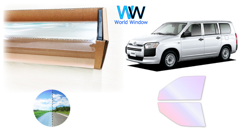 オーロラフィルム (グロウゴースト91) 遮熱フィルム 透過率90% トヨタ サクシード (NCP160V/NCP165V) カット済みカーフィルム フロントドアセット オーロラタイプ ゴーストタイプ ホログラフィック カメレオンフィルム