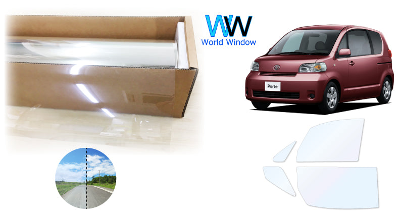 オーロラフィルム (ファインゴースト90) 遮熱フィルム 透過率90% トヨタ ポルテ (10系 NNP10/NNP11/NNP15) カット済みカーフィルム フロントドアセット オーロラタイプ ゴーストタイプ ホログラフィック