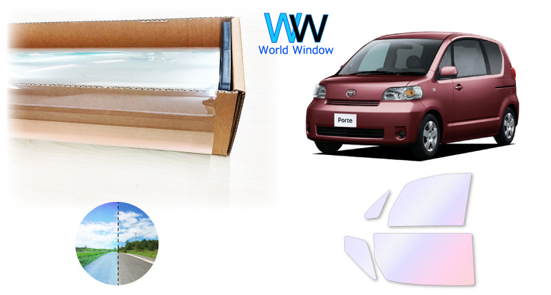 オーロラフィルム (グロウゴースト91) 遮熱フィルム 透過率90% トヨタ ポルテ (10系 NNP10/NNP11/NNP15) カット済みカーフィルム フロントドアセット オーロラタイプ ゴーストタイプ ホログラフィック カメレオンフィルム