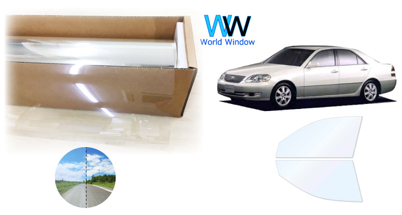 オーロラフィルム (ファインゴースト90) 遮熱フィルム 透過率90% トヨタ マーク2　4ドアセダン (110系 JZX110/JZX115/GX110/GX115) カット済みカーフィルム フロントドアセット オーロラタイプ ゴーストタイプ ホログラフィック